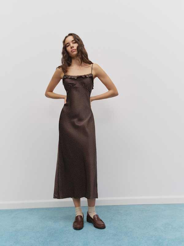 Aribella Silk Dress - Pin Dot